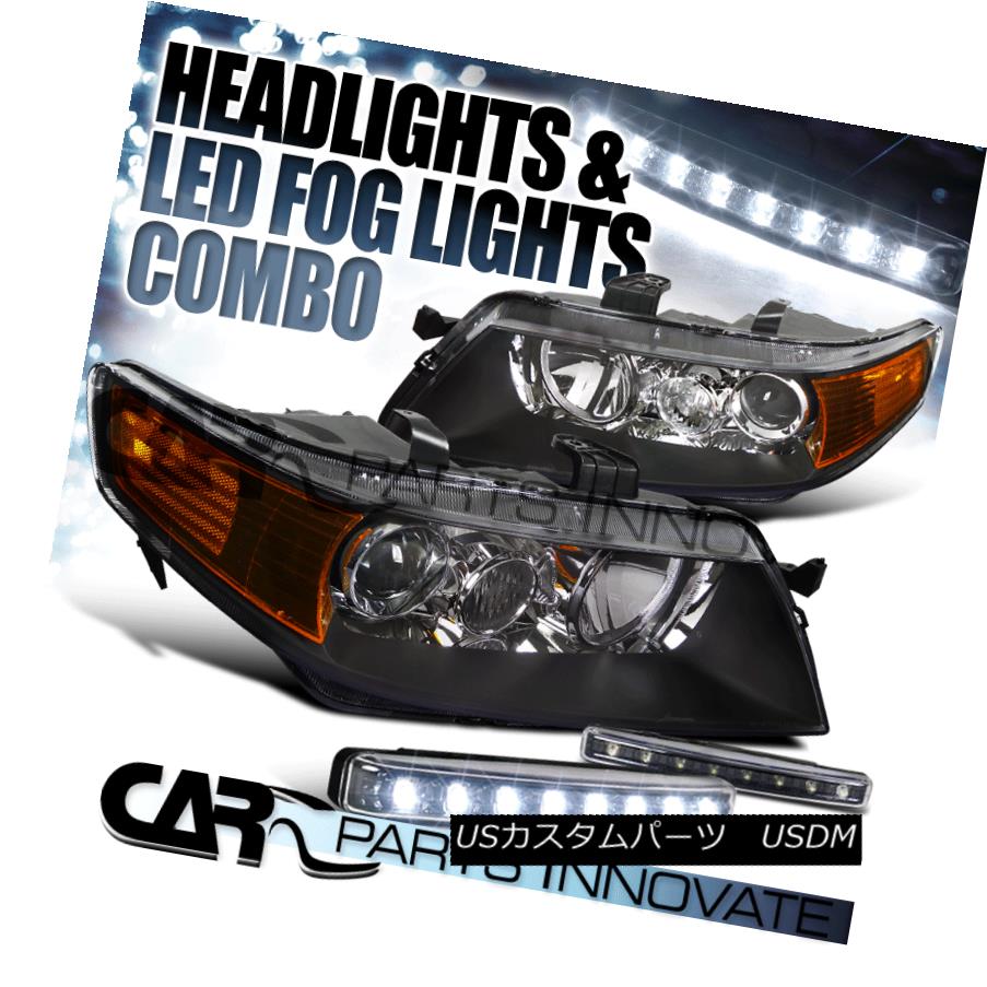 ヘッドライト 2004-2005 Acura TSX 4Dr Sedan Black Projector Headlights+8-LED Bumper Fog Lamps 2004-2005 Acura TSX 4Drセダンブラックプロジェクターヘッドライト+ 8-L EDバンパーフォグランプ 【並行輸入品】 42,543円