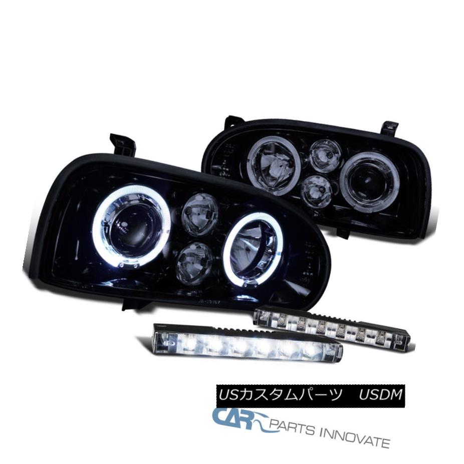 ヘッドライト Glossy Black For 93-98 Golf 95-98 Cabrio Halo Projector Headlights+LED Fog Lamps 光沢ブラック93-98ゴルフ95-98用Cabrio Haloプロジェクターヘッドライト+ LEDフォグランプ 【並行輸入品】
