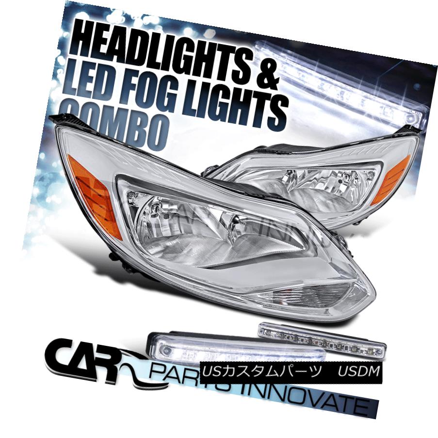 ヘッドライト For US / Canadian 12-14 Ford Focus Crystal Chrome Headlights+8-LED Fog Lamps 米国/カナダ向け12-14フォードフォーカスクリスタルクロームヘッドライト+ 8-L EDフォグランプ 【並行輸入品】