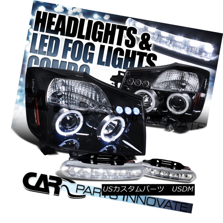 ヘッドライト For Glossy Black 2004-2015 Titan Armada Halo Projector Headlights+6-LED Fog Lamp 光沢のある黒の場合2004-2015 Titan Armada Haloプロジェクターヘッドライト+ 6-L EDフォグランプ 【並行輸入品】
