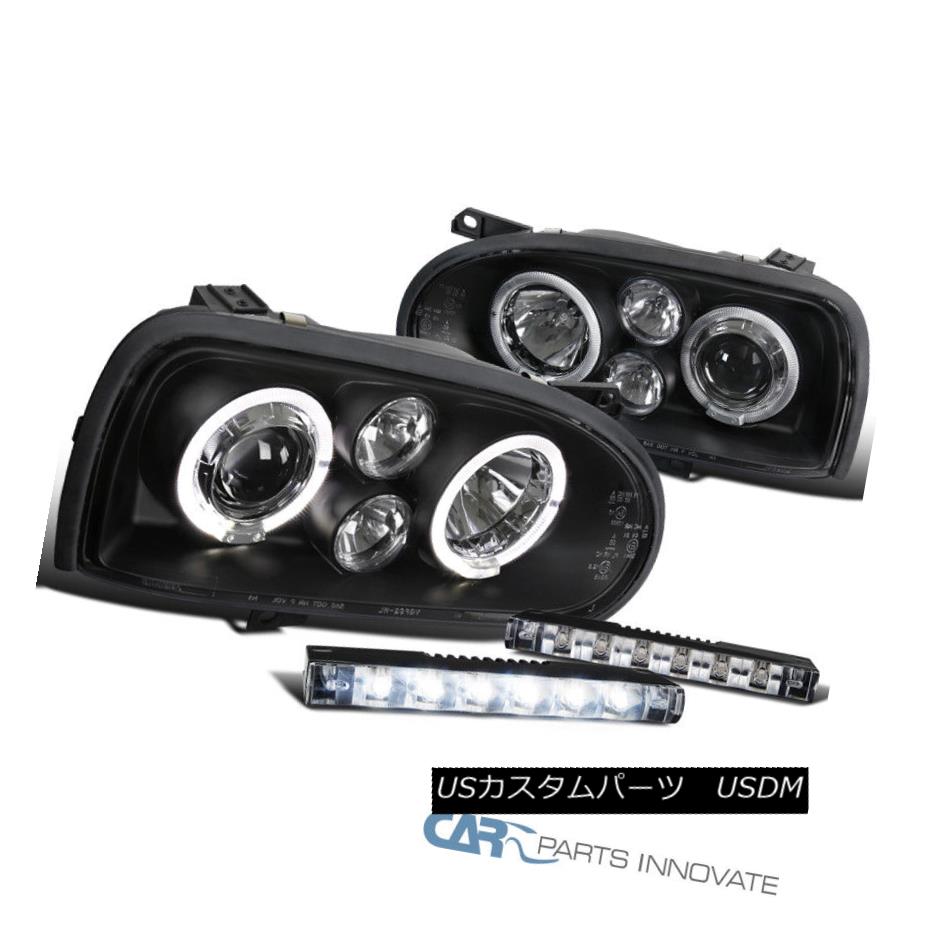ヘッドライト For VW 93-98 Golf Mk3 95-98 Cabrio Black Halo Projector Headlights+LED Fog Lamps VW 93-98 Golf Mk3 95-98用Cabrio Black Haloプロジェクターヘッドライト+ LEDフォグランプ 【並行輸入品】