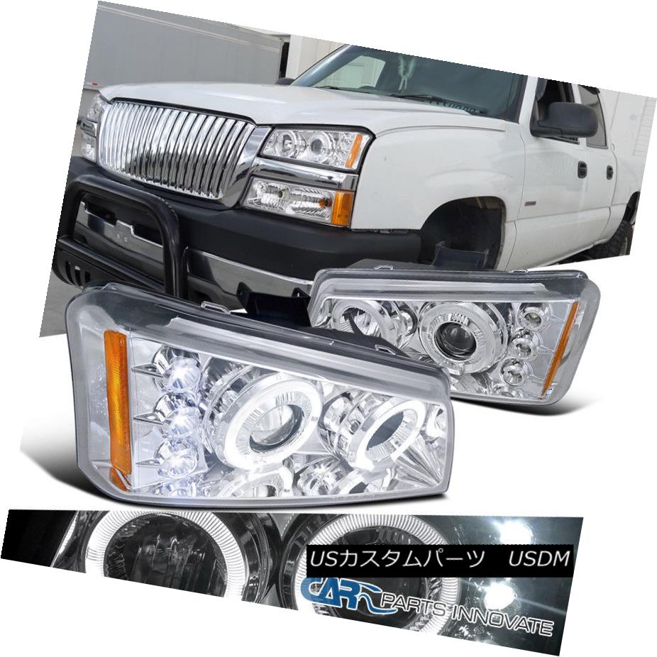 ヘッドライト Chevy 03-07 Silverado Avalanche LED Halo Projector Headlights Lamp Chrome Chevy 03-07 Silverado Avalanche LEDハロープロジェクターヘッドライトランプクローム 【並行輸入品】
