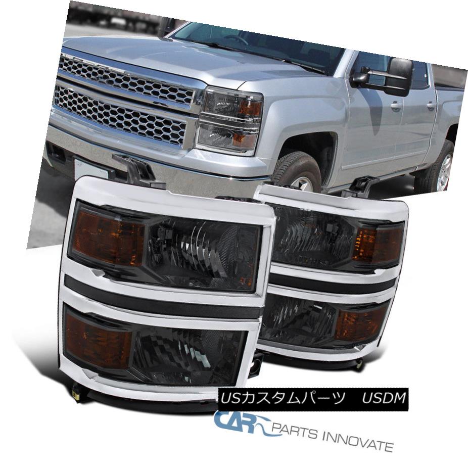 ヘッドライト 14-15 Chevy Silverado 1500 Pickup Smoke Lens Headlights Driving Head Lamps Pair 14-15 Chevy Silverado 1500ピックアップスモークレンズヘッドライトドライビングヘッドランプペア 【並行輸入品】