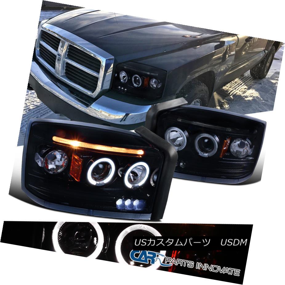 ヘッドライト Dodge 05-07 Dakota Replacement LED Dual Halo Glossy Black Projector Headlights ドッジ05-07ダコタ交換用LEDデュアル・ハロー・グロッシー・ブラック・プロジェクター・ヘッドライト 【並行輸入品】