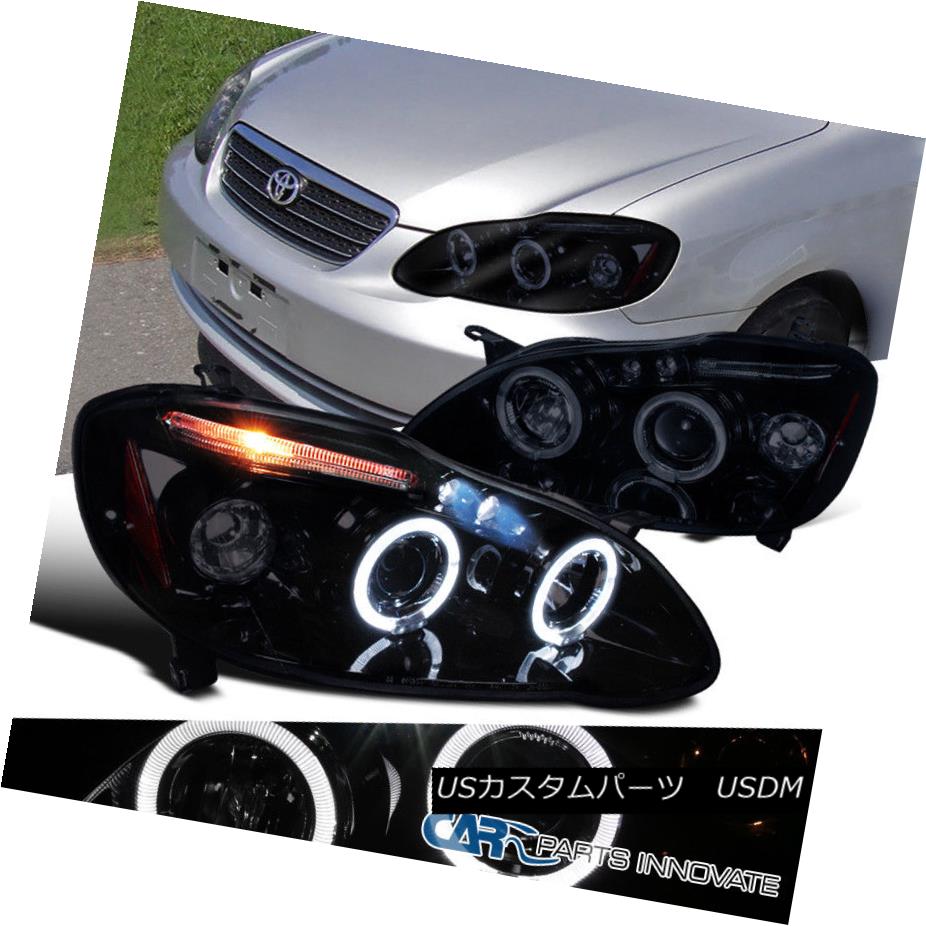 ヘッドライト Glossy Piano Black For Toyota 03-08 Corolla Tinted Halo Projector Headlights 光沢のあるピアノブラックトヨタ用03-08カローラティンテッドハロープロジェクターヘッドライト 【並行輸入品】