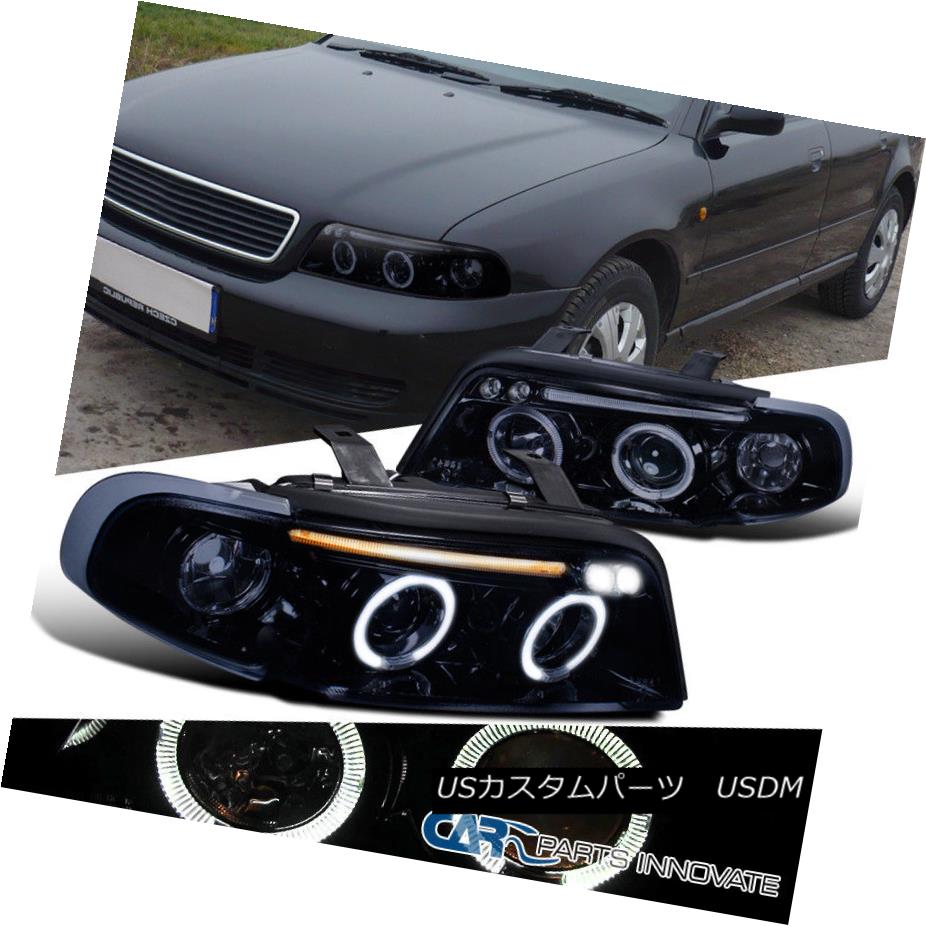 ヘッドライト Glossy Black For Audi 96-99 A4 Halo LED Projector Smoke Headlights Headlamps 光沢のある黒、Audi 96-99 A4用Halo LEDプロジェクター煙ヘッドライトヘッドランプ 【並行輸入品】