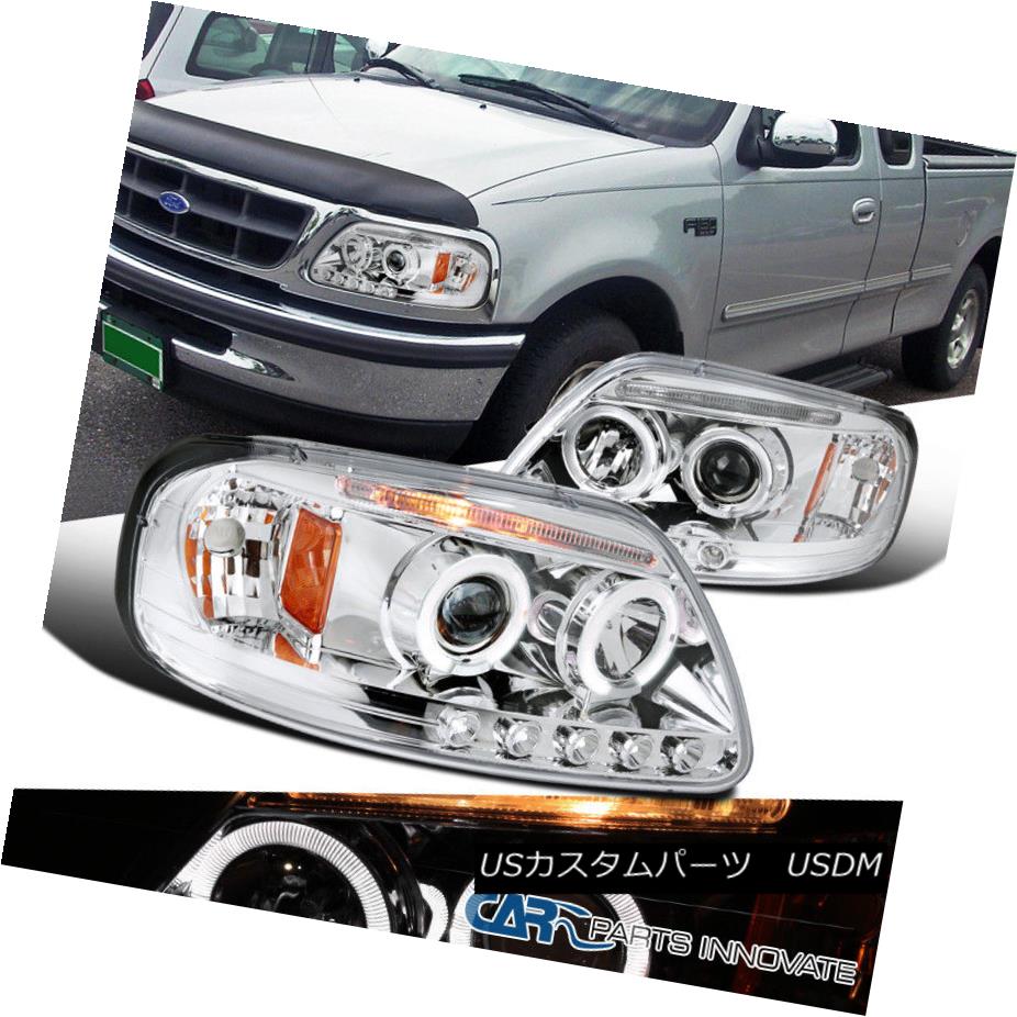 ヘッドライト Ford 97-03 F150 Expedition LED Halo Projector Headlights Lamp Chrome フォード97-03 F150遠征LEDハロープロジェクターヘッドライトランプクローム 【並行輸入品】