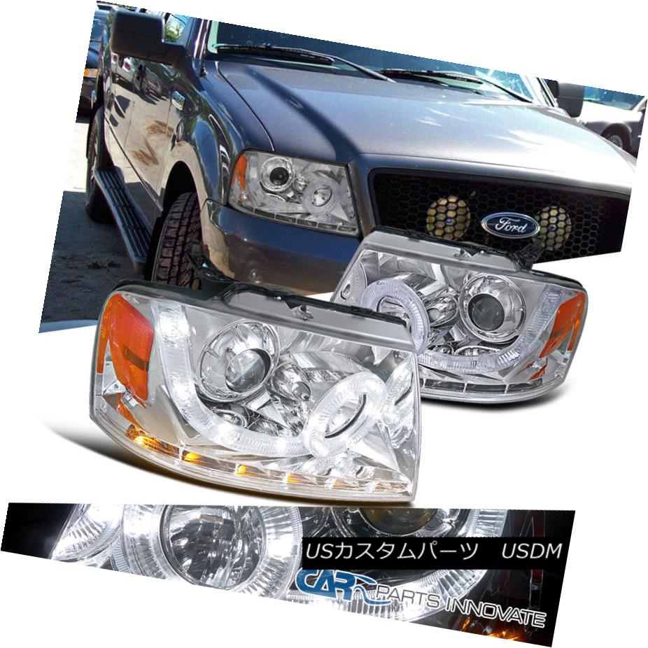 超安い ライト ランプ Mark 06 08 F150 04 08 ヘッドライト Lt Ledハロープロジェクターヘッドライト Led信号付 06 08マークltクロムsmd F150 04 08 Signal Led W Headlights Projector Halo Led Smd Chrome Olcfoods Com