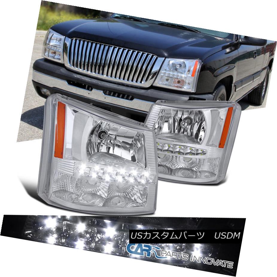 ヘッドライト 03-07 Silverado Avalanche 2in1 Chrome Clear Headlights Bumper Lamps+SMD LED Pair 03-07 Silverado雪崩2in1クロームクリアヘッドライトバンパーランプ+ SMD LEDペア 【並行輸入品】