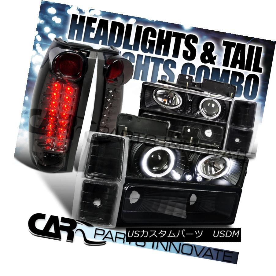 ヘッドライト 94-98 C10 C/K Tahoe Black LED Halo Projector Headlights+Smoke LED Tail Lamps 94-98 C10 C / KタホブラックLEDハロープロジェクターヘッドライト+スモール ke LEDテールランプ 【並行輸入品】