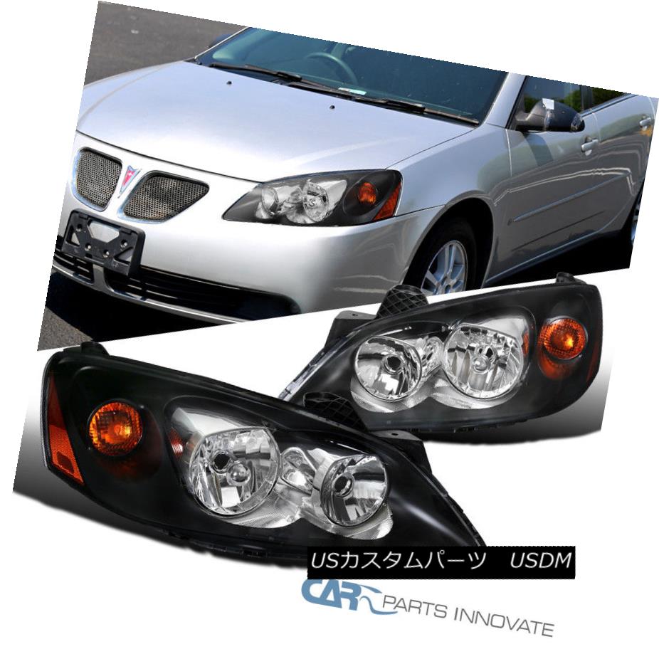 国産品 ライト ランプ ヘッドライト Black Pontiac 05 10 G6 Headlights Clear Signal Head Lamps Replacement Pair ブラックポンティアック05 10 G6ヘッドライトクリアシグナルヘッドランプ交換ペア