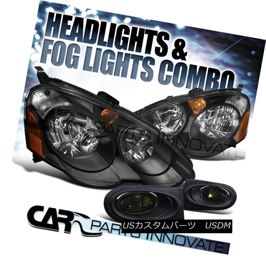 ヘッドライト 2002-2004 Acura RSX DC5 Black Crystal Headlights+Smoke Fog Bumper Lamp 2002-2004アキュラRSX DC5ブラッククリスタルヘッドライト+スモール keフォグバンパーランプ 【並行輸入品】