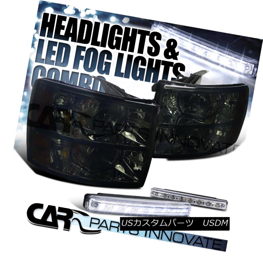 ヘッドライト 2007-2014 Silverado 1500 2500 3500 Crystal Headlights Smoke+8-LED Fog Lamps 2007-2014 Silverado 1500 2500 3500クリスタルヘッドライトスモーク+ 8-LEDフォグランプ 【並行輸入品】