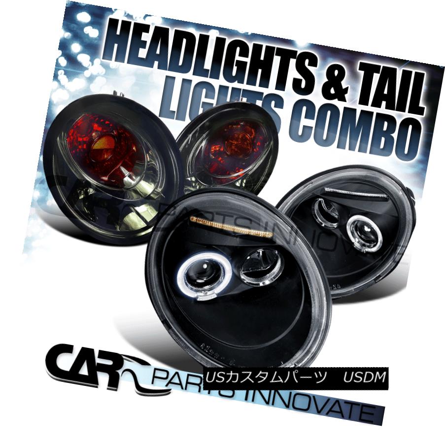 ヘッドライト For 1998-2005 VW Beetle Black Halo LED Projector Headlights+Smoke Tail Lamps 1998?2005年のVWビートルブラックハローLEDプロジェクターヘッドライト+スモーキー keテールランプ 【並行輸入品】 50,754円