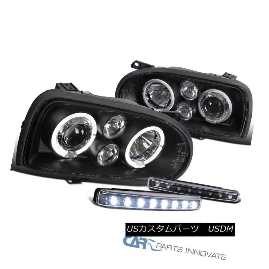 ヘッドライト For 93-98 VW Golf Mk3 95-98 Cabrio Black Halo Projector Headlights+8-LED Fog 93-98 VWゴルフMk3 95-98用Cabrio Black Haloプロジェクターヘッドライト+ 8-L EDフォグ 【並行輸入品】