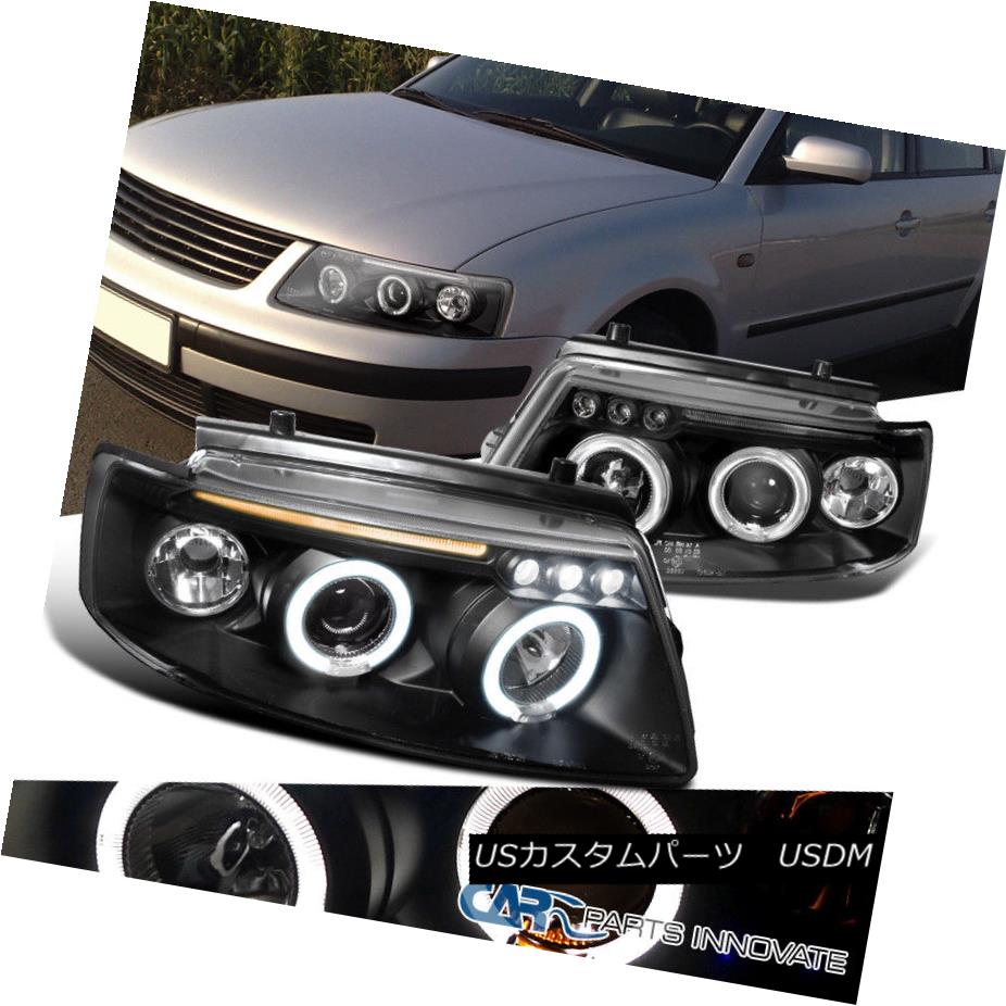 ヘッドライト For 97-00 Volkswagen Passat Dual Halo LED Black Projector Headlights Head Lamps 97-00フォルクスワーゲンパサートデュアルヘイローブラックプロジェクターヘッドライトヘッドランプ用 【並行輸入品】