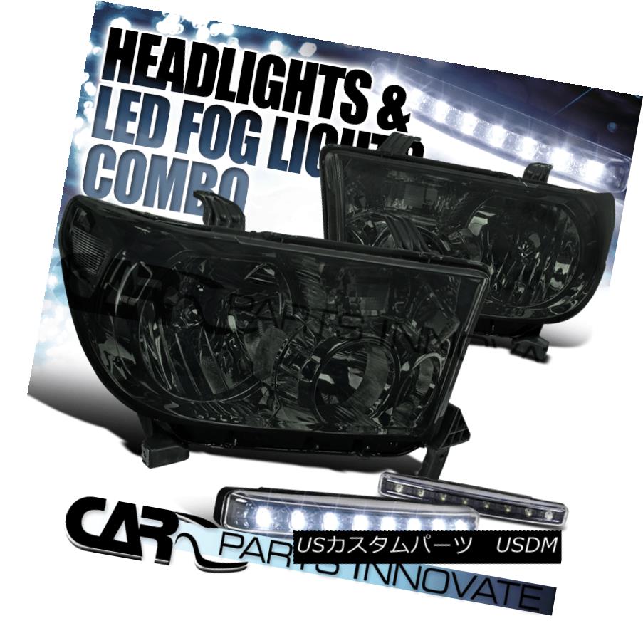 ヘッドライト For Toyota 07-13 Tundra 08-14 Sequoia Smoke Lens Headlights+8-LED Fog Bumper DRL トヨタ用07-13トンドラ08-14セコイアスモークレンズヘッドライト+ 8-L ED FogバンパーDRL 【並行輸入品】