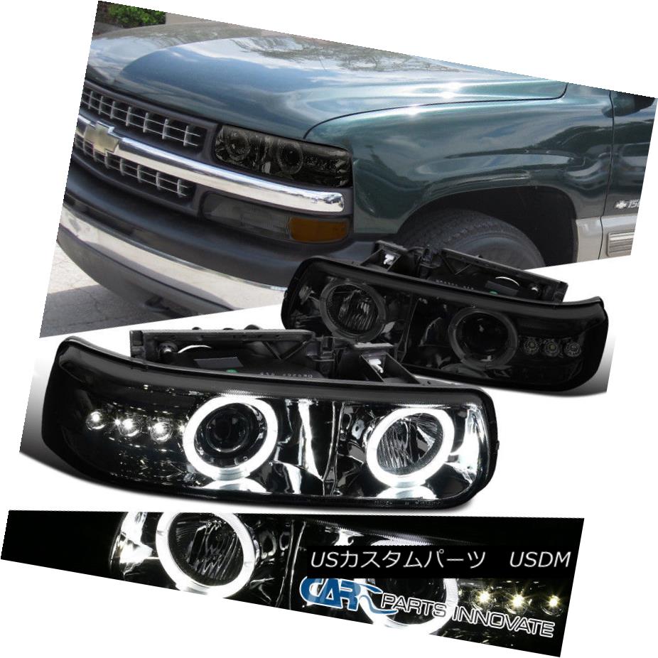 特別オファー USパーツ取り扱い専門店 USDMヘッドライト デュアルLEDハロー 2003-2007 Silverado Chrome LEDヘッドライト  レッドLEDテールライト Dual