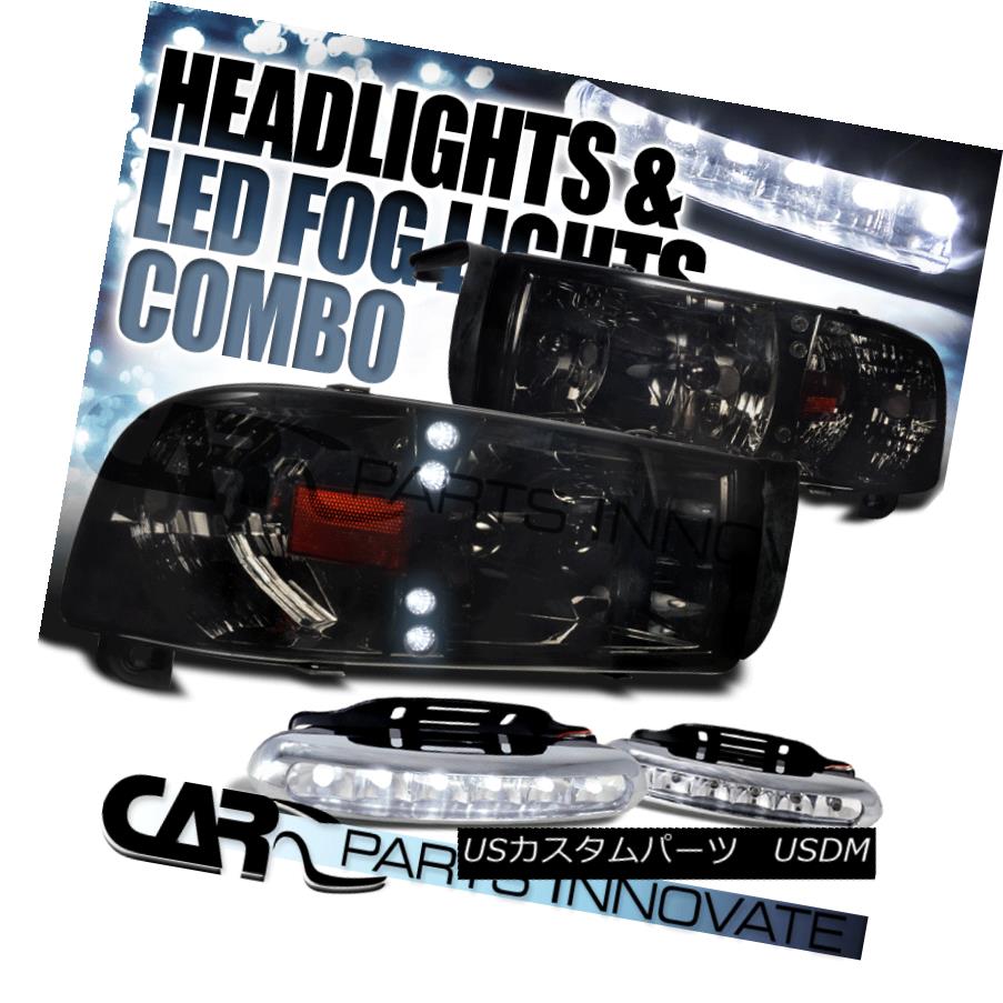 ヘッドライト 94-01 Dodge Ram 1500 2500 3500 Crystal Smoke Tinted Headlights+6-LED Fog Lamps 94-01 Dodge Ram 1500 2500 3500クリスタルスモークティントヘッドライト+ 6-L EDフォグランプ 【並行輸入品】