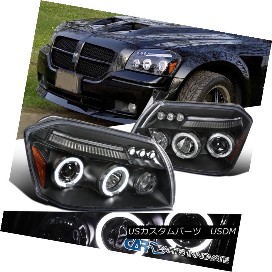 ヘッドライト Dodge 05-07 Magnum LED Halo Projector Headlights Driving Head Lamps Black Clear ドッジ05-07マグナムLEDハロープロジェクターヘッドライトドライビングヘッドランプブラッククリア 【並行輸入品】