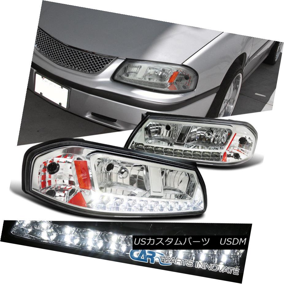 ヘッドライト 00-05 Chevy Impala Replacement Chrome Clear LED DRL Headlights Signal Lamps Pair 00-05シボレーインパラ交換クロームクリアLED DRLヘッドライト信号ランプペア 【並行輸入品】