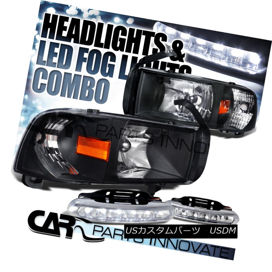 ヘッドライト 94-04 Dodge Ram 1500 2500 3500 Euro Black Crystal Headlights+6-LED Fog Lamps 94-04 Dodge Ram 1500 2500 3500ユーロブラッククリスタルヘッドライト+ 6-L EDフォグランプ 【並行輸入品】