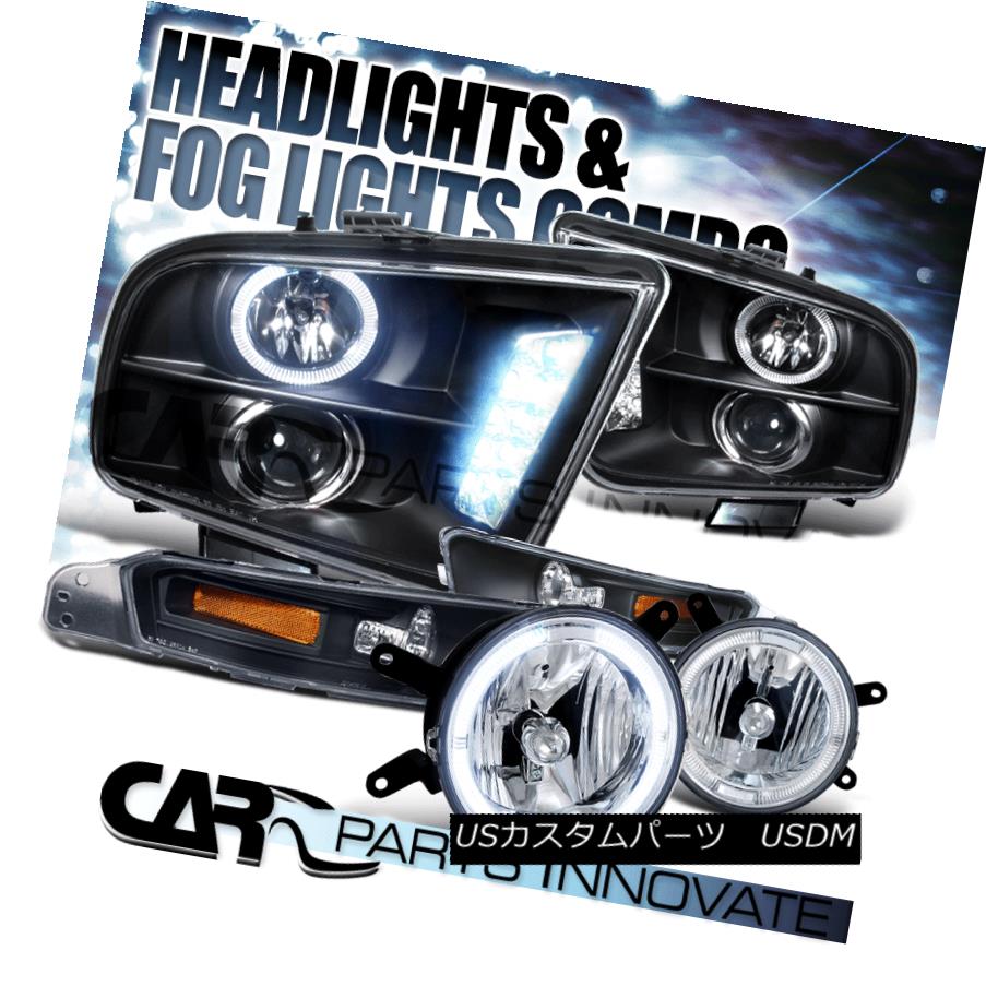 ヘッドライト 05-09 Ford Mustang Black Halo Projector Headlights+Bumper Lights+Clear Fog Lamps 05-09フォードマスタングブラックハロープロジェクターヘッドライト+ブーム 、ライトごと+クリアフォグランプ 【並行輸入品】