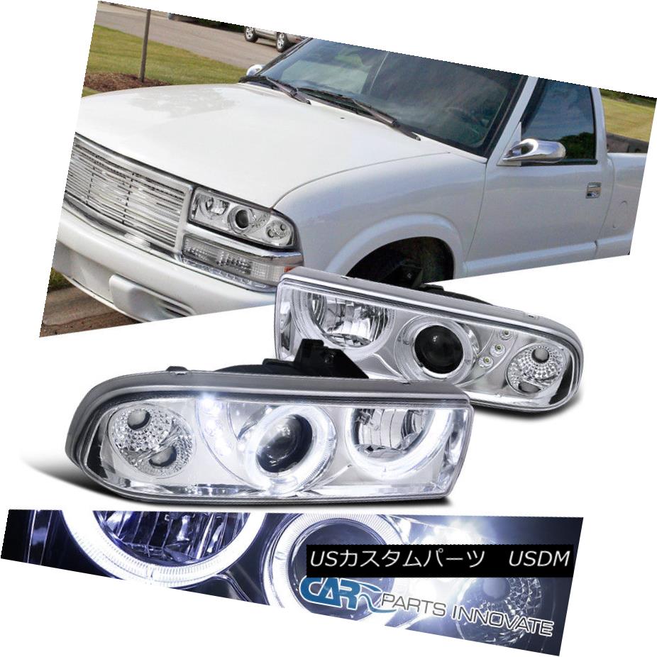 ヘッドライト Chevy 98-04 S10 Pickup Blazer Chrome Halo Projector Headlights Lamps+SMD LED DRL シェビー98-04 S10ピックアップブレザークロームハロープロジェクターヘッドライトランプ+ SMD LED DRL 【並行輸入品】