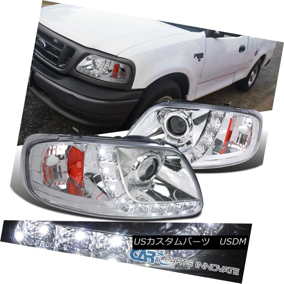 ヘッドライト Ford 97-03 F150 97-02 Expedition Chrome Clear LED DRL Projector Headlights Lamps フォード97-03 F150 97-02遠征クロームクリアLED DRLプロジェクターヘッドライトランプ 【並行輸入品】