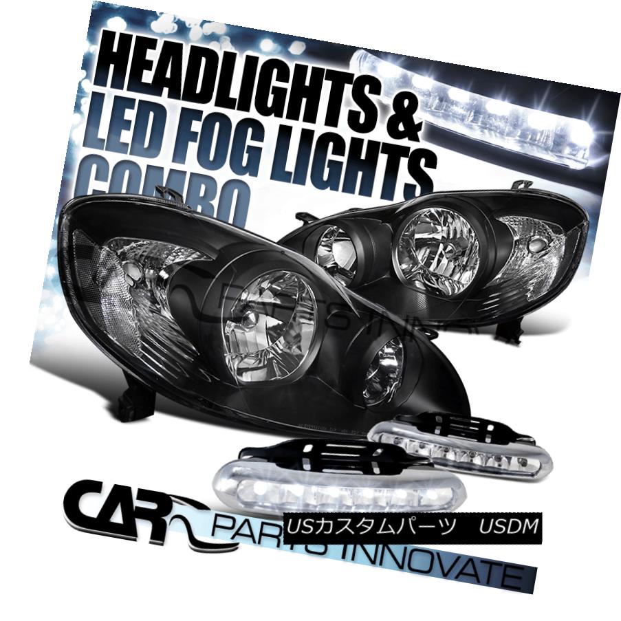 ヘッドライト For 03-08 Toyota Corolla Replacement JDM Black Clear Headlights+6-LED Fog Lamps 03-08トヨタカローラ交換用JDMブラッククリアヘッドライト+ 6-L EDフォグランプ 【並行輸入品】
