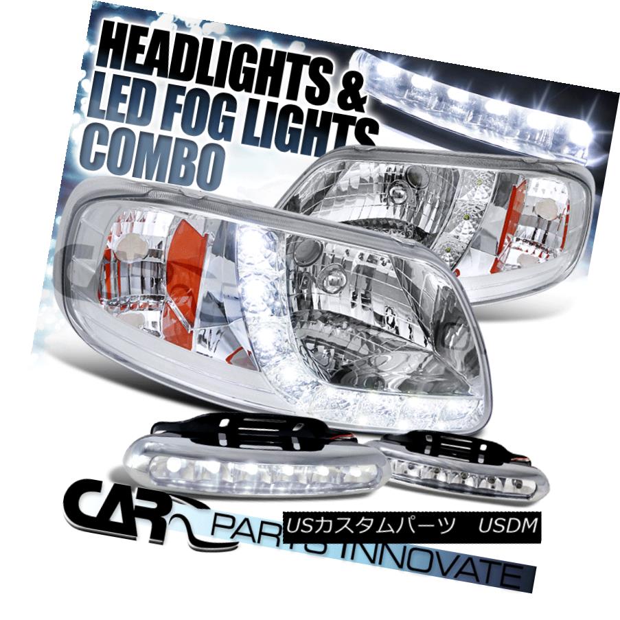 ヘッドライト 97-03 F150 97-02 Expedition Chrome SMD LED Headlights+LED Fog Bumper DRL 97-03 F150 97-02遠征クロムSMD LEDヘッドライト+ LEDフォグバンパーDRL 【並行輸入品】