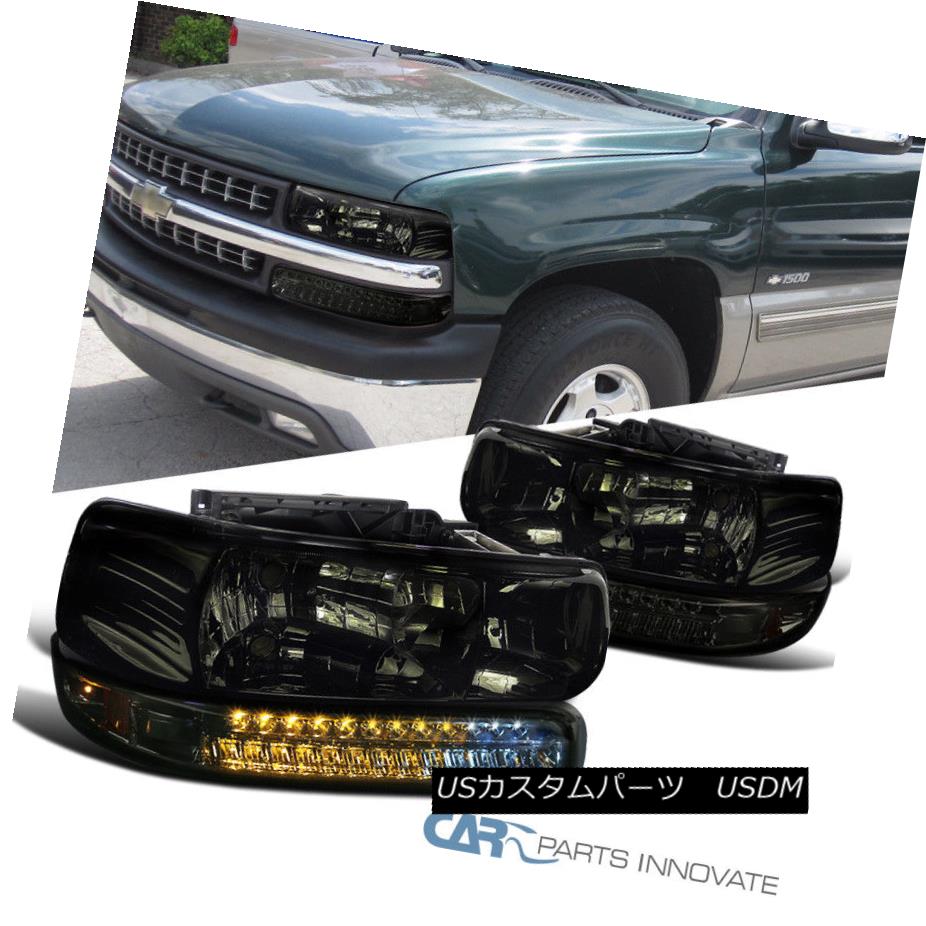 ヘッドライト 99-02 Silverado 00-06 Suburban Tahoe Smoke Headlights+LED Bumper Signal Lamps 99-02 Silverado 00-06郊外のタホ煙のヘッドライト+ LEDバンパーシグナルランプ 【並行輸入品】