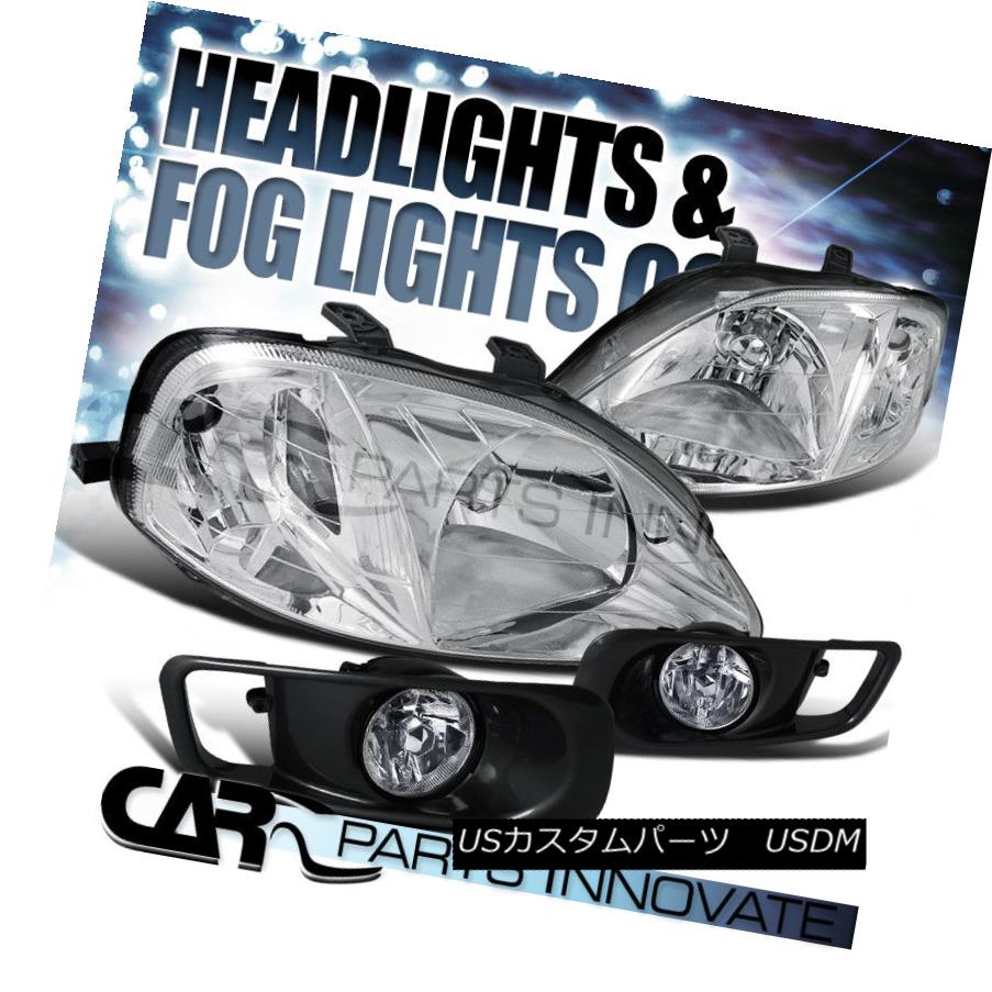 ヘッドライト Fit 1999-2000 Honda Civic 2/3/4Dr Chrome Headlights+Clear Fog Bumper Lamp 適合1999-2000 Honda Civic 2/3 / 4Drクロームヘッドライト+クリーク arフォグバンパーランプ 【並行輸入品】