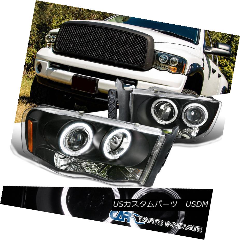ヘッドライト Dodge 02-05 Ram 1500 2500 3500 Pickup LED Halo Projector Headlights Lamps Black ドッジ02-05 Ram 1500 2500 3500ピックアップLEDハロープロジェクターヘッドライトランプブラック 【並行輸入品】
