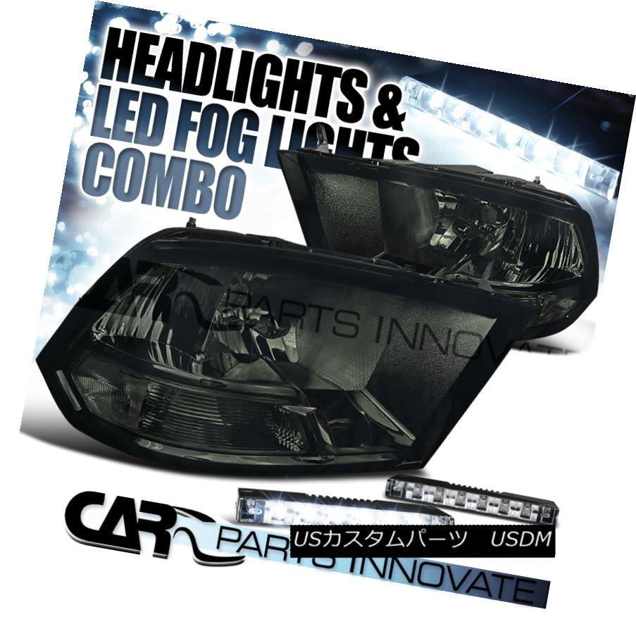 ヘッドライト 09-17 Dodge Ram 1500 2500 3500 Smoke Tinted Headlights+6-LED Fog Lamps 09-17 Dodge Ram 1500 2500 3500煙がかかったヘッドライト+ 6-L EDフォグランプ 【並行輸入品】