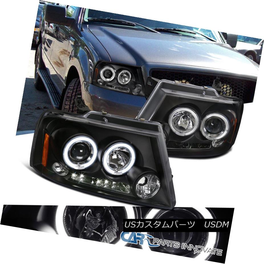 ヘッドライト 04-08 Ford F150 06-08 Lincoln Mark LT LED Halo Projector Black Headlights Lamps 04-08 Ford F150 06-08リンカーンマークLT LEDハロープロジェクターブラックヘッドライトランプ 【並行輸入品】