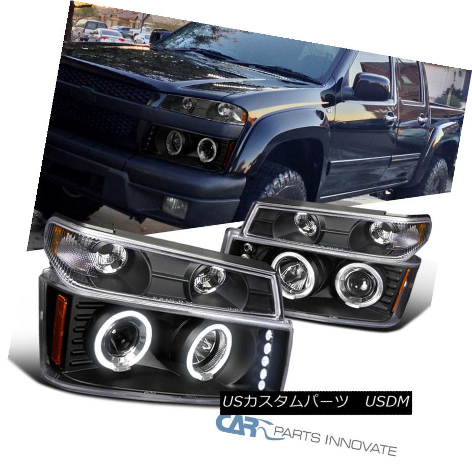 ヘッドライト 04-12 Colorado Canyon Halo LED Projector Headlights+Corner Turn Signal Black 04-12コロラドキャニオンヘイローLEDプロジェクターヘッドライト+ Cor ner Turn Signal Black 【並行輸入品】