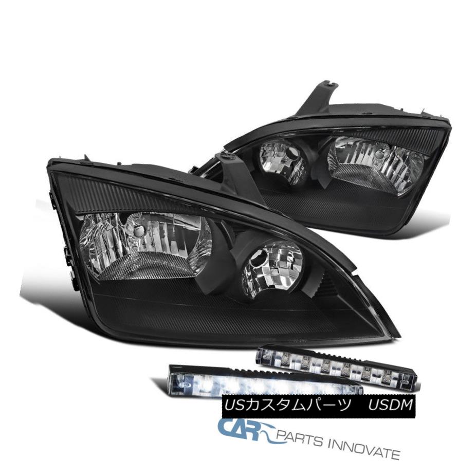 ヘッドライト Black 05-07 Ford Focus ZX4 Headlights Clear Head Lamp+LED DRL Bumper Fog Lamps ブラック05-07フォードフォーカスZX4ヘッドライトクリアヘッドランプ+ LED DRLバンパーフォグランプ 【並行輸入品】