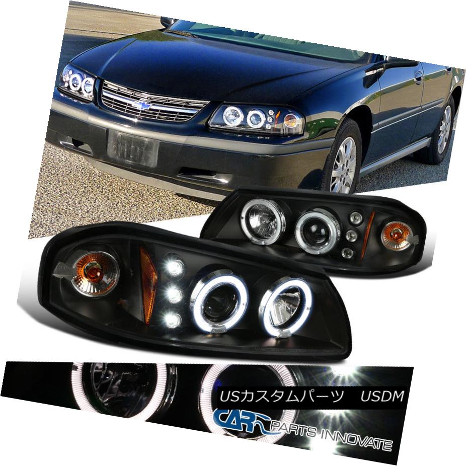 ライト ランプ 魅力的な価格 Impala 00 05 Chevy ヘッドライト Led シェビー00 05インパラledヘッド ランプを駆動するデュアルヘイローブラックプロジェクターヘッドライト Lamps Head Driving Headlights Projector Black Halo Dual