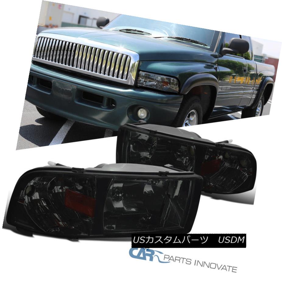 ヘッドライト 94-01 Dodge Ram 1500 2500 3500 Pickup Chrome Smoke Headlights+Corner Lamps Pair 94-01 Dodge Ram 1500 2500 3500ピックアップクロームスモークヘッドライト+ Cor nerランプペア 【並行輸入品】