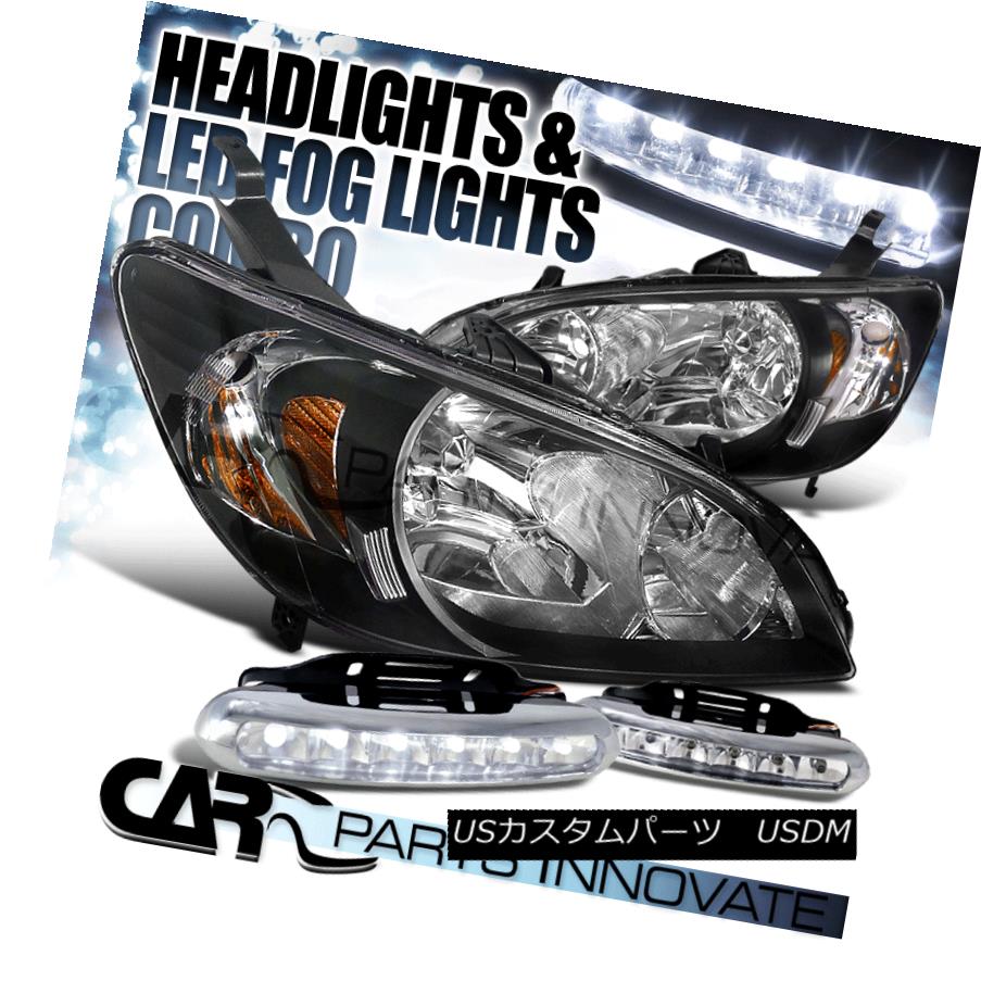 ヘッドライト For 2004-2005 Civic Coupe Sedan Black Clear Head Lights Lamps+LED Fog Bumper DRL 2004-2005シビッククーペセダンブラッククリアヘッドライトランプ+ LEDフォグバンパーDRL 【並行輸入品】