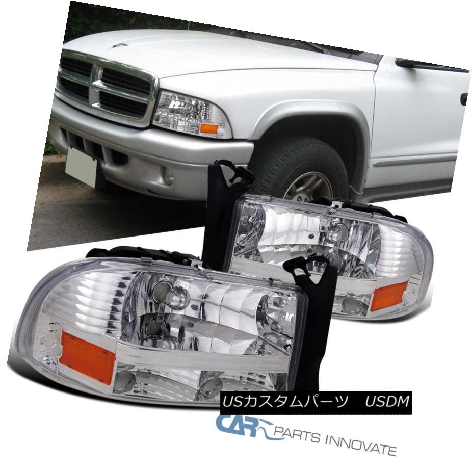 ヘッドライト 1997-2004 Dodge Dakota Durango Chrome Clear 1PC Headlights Head Lamps Left+Right 1997-2004ダッジダコタデュランゴクロームクリア1PCヘッドライトヘッドランプ左+右 【並行輸入品】
