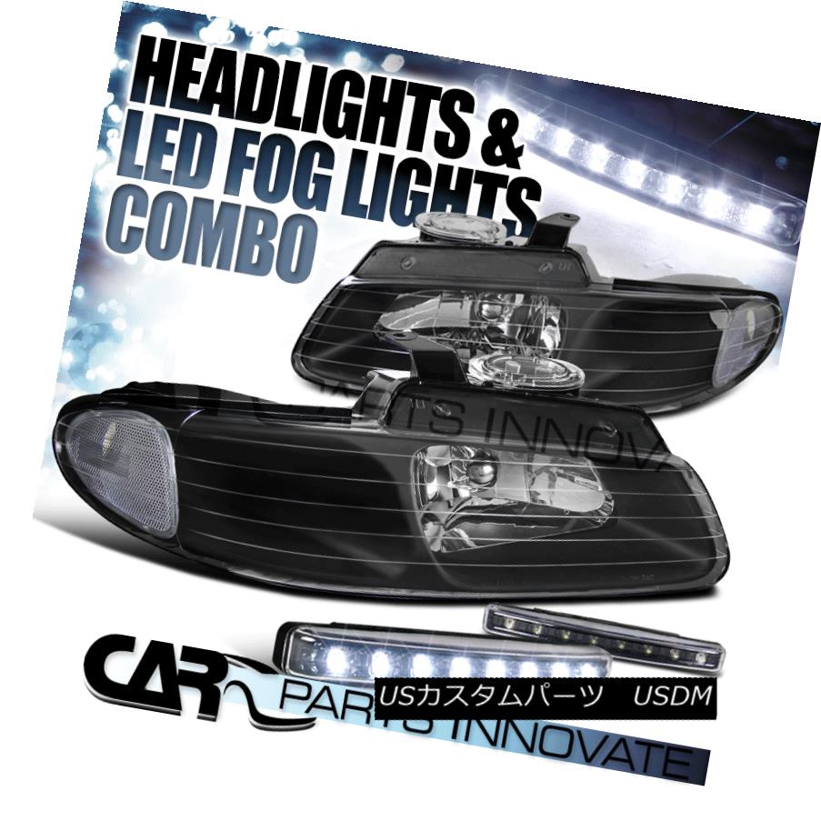 ヘッドライト 1996-2000 Caravan Town & Country Voyager Black Clear Headlights+8-LED Fog Lamps 1996-2000 Caravan Town＆amp; カントリーヴォイジャーブラッククリアヘッドライト+ 8-L EDフォグランプ 【並行輸入品】