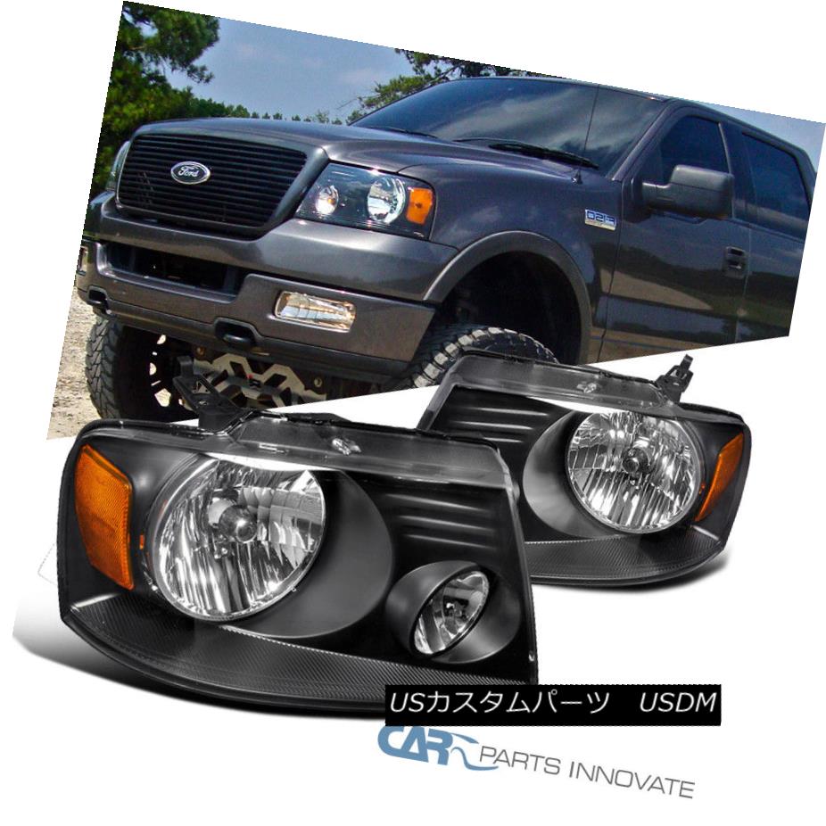 ヘッドライト Ford 04-08 F150 Lincoln 06-08 Mark LT Euro Black Clear Headlights Driving Lamps フォード04-08 F150リンカーン06-08マークユーロブラッククリアヘッドライトドライビングランプ 【並行輸入品】