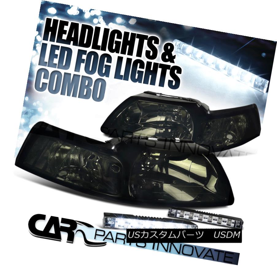ヘッドライト 99-04 Ford Mustang GT Crystal Smoke Tint Lens Headlights+6-LED Fog Lamps 99-04 Ford Mustang GTクリスタルスモークティントレンズヘッドライト+ 6-L EDフォグランプ 【並行輸入品】