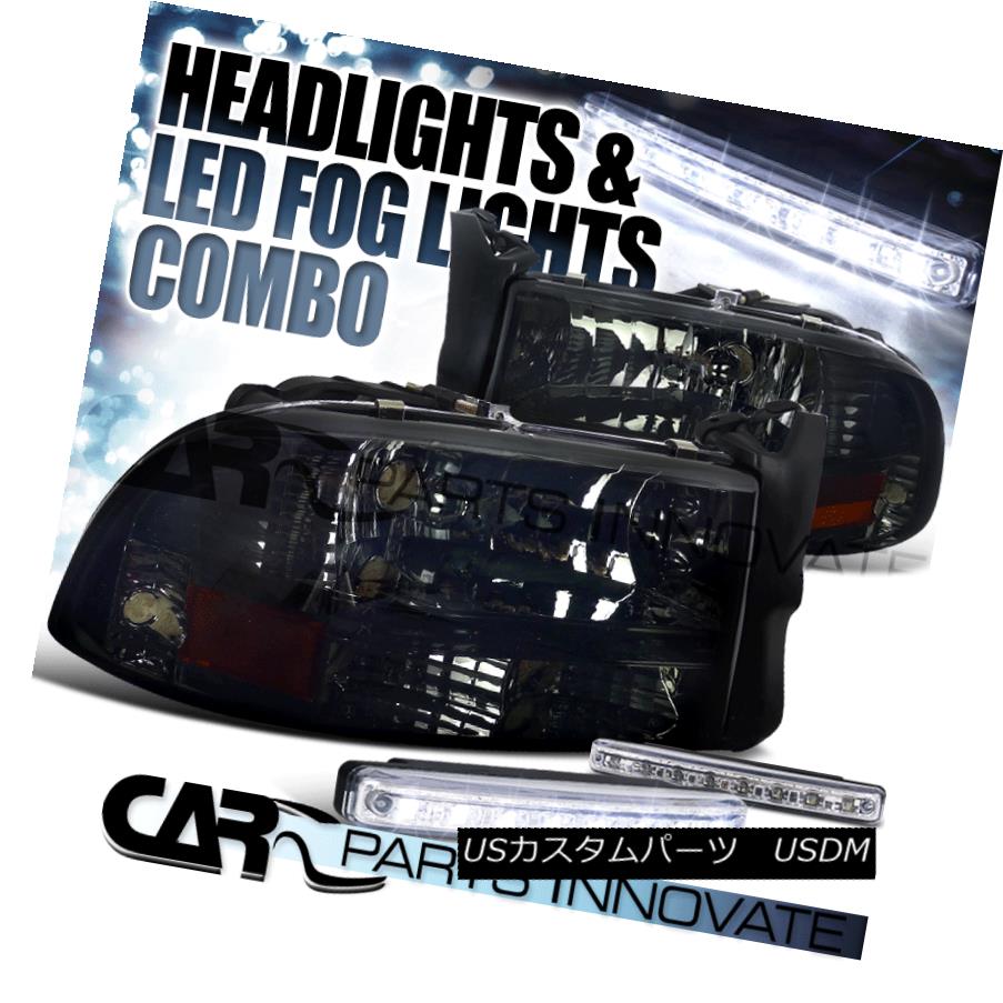ヘッドライト 97-04 Dakota 98-03 Durango Crystal Smoke Tinted Headlights+8-LED Fog Lamps 97-04 Dakota 98-03 Durangoクリスタルスモークティントヘッドライト+ 8-L EDフォグランプ 【並行輸入品】