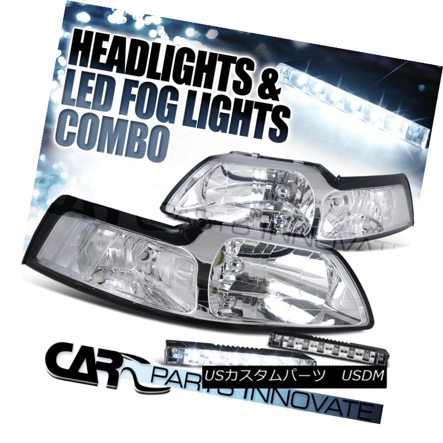 流行に ライト ランプ 99 04 Ford ヘッドライト Mustang Edバンパーフォグランプ 6 L Gtユーロクロームクリアヘッドライト Mustang 99 04 Ford Lamps Fog Bumper Headlights 6 Led Clear Chrome Euro Gt Zambettis Com