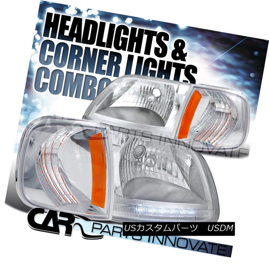 ヘッドライト 1997-2003 F150 1997-2002 Expedition Clear LED DRL Headlights+Corner Lamp+Amber 1997-2003 F150 1997-2002遠征用クリアLED DRLヘッドライト+コルク nerランプ+アンバー 【並行輸入品】