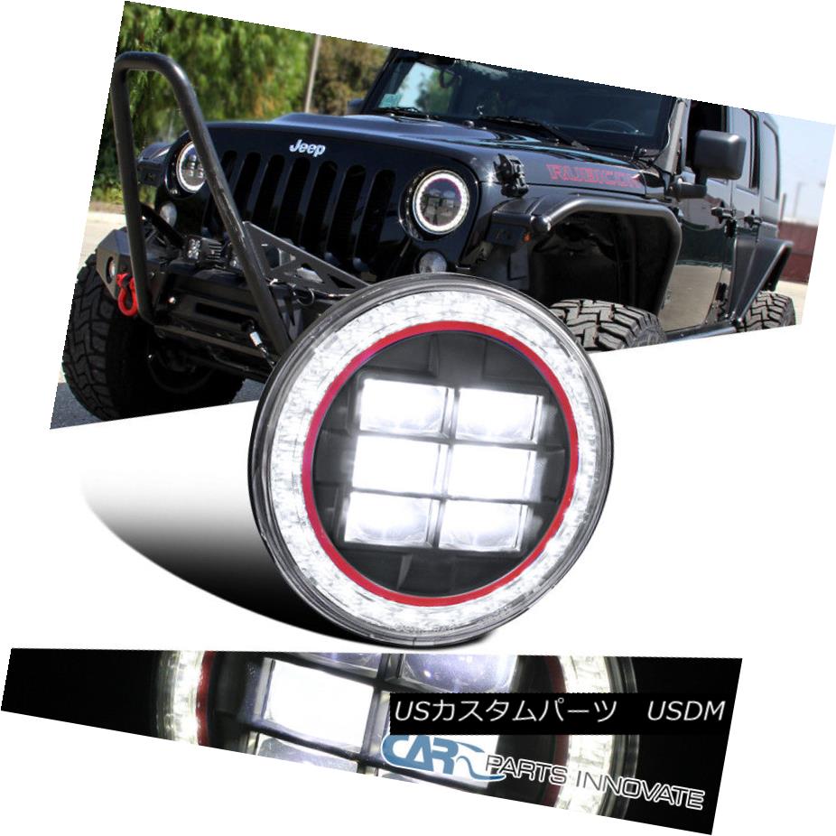 納得できる割引 ライト ランプ Led Cree Wrangler 35w Round 7 Inch ヘッドライト Halo 7インチラングラークリーナーledハローブラックヘッドライトヘッドランプ レッドリム Rim Red W Lamp Head Headlight Black Www Thepitchblog It