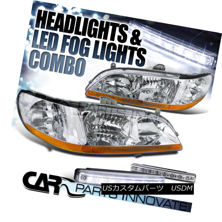 ヘッドライト Fit 1998 02 Honda Accord Lx Ex Dx Se 2 4dr Jdm Chrome Headlights 8 Led Fog Lamps 合う1998 2ホンダ協心lx Ex Dx Se 2 4dr Jdmクロームヘッドライト 8 L Edフォグランプ Comotocarviolaohoje Com
